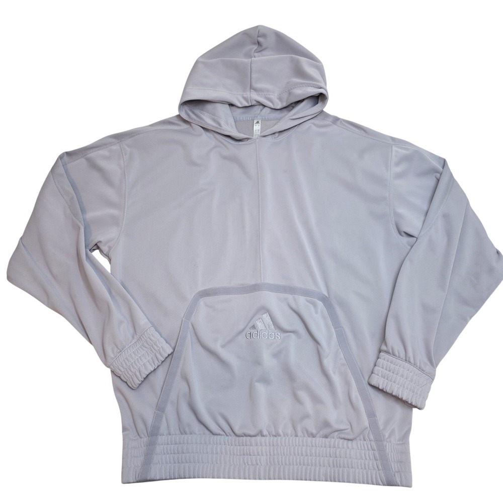 Adidas Mens Lightweight Performance Hoodie Light Grey Large Pullover Logo Large